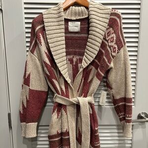 Lucky Brand Long Wrap Sweater Aztec Print